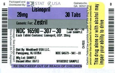 Lisinopril 20 mg  Label Image (Lisinopril 20 mg  Label)